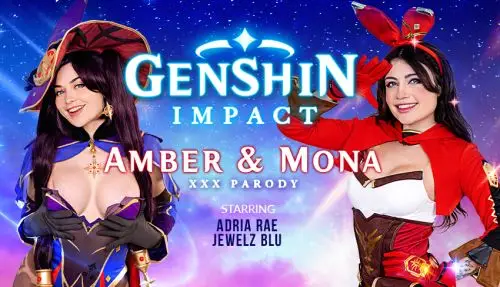 [VRConk] Genshin Impact Porn Parody Amber & Mona - Jewlz Blu, Adria Rae